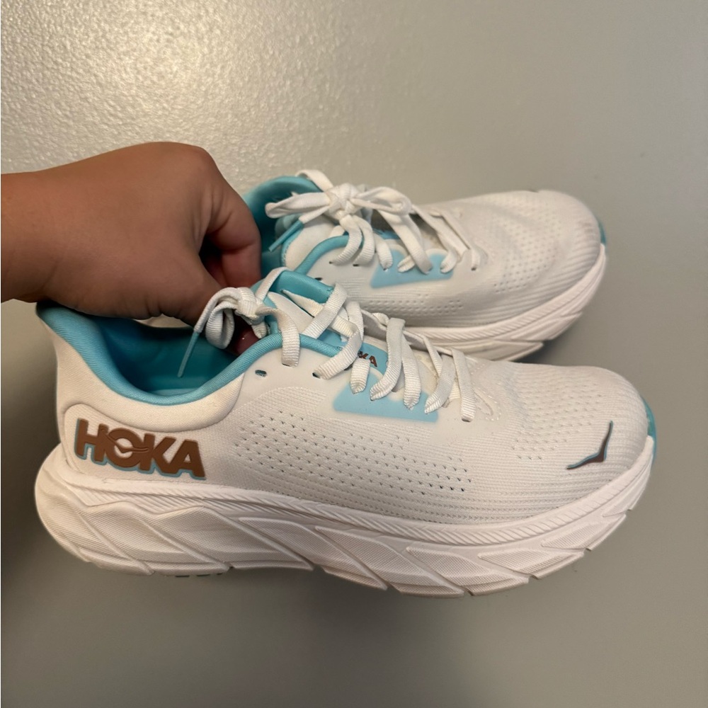 Hoka White and Blue Running Shoes